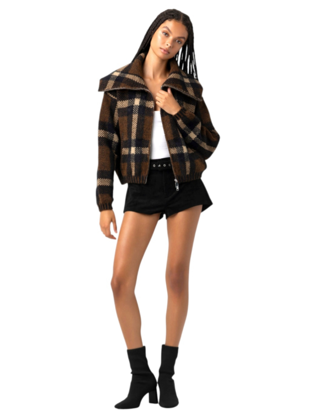 BlankNYC NWT Prep Academy Plaid Full Zip Sweater Jacket Small - Picture 14 of 15